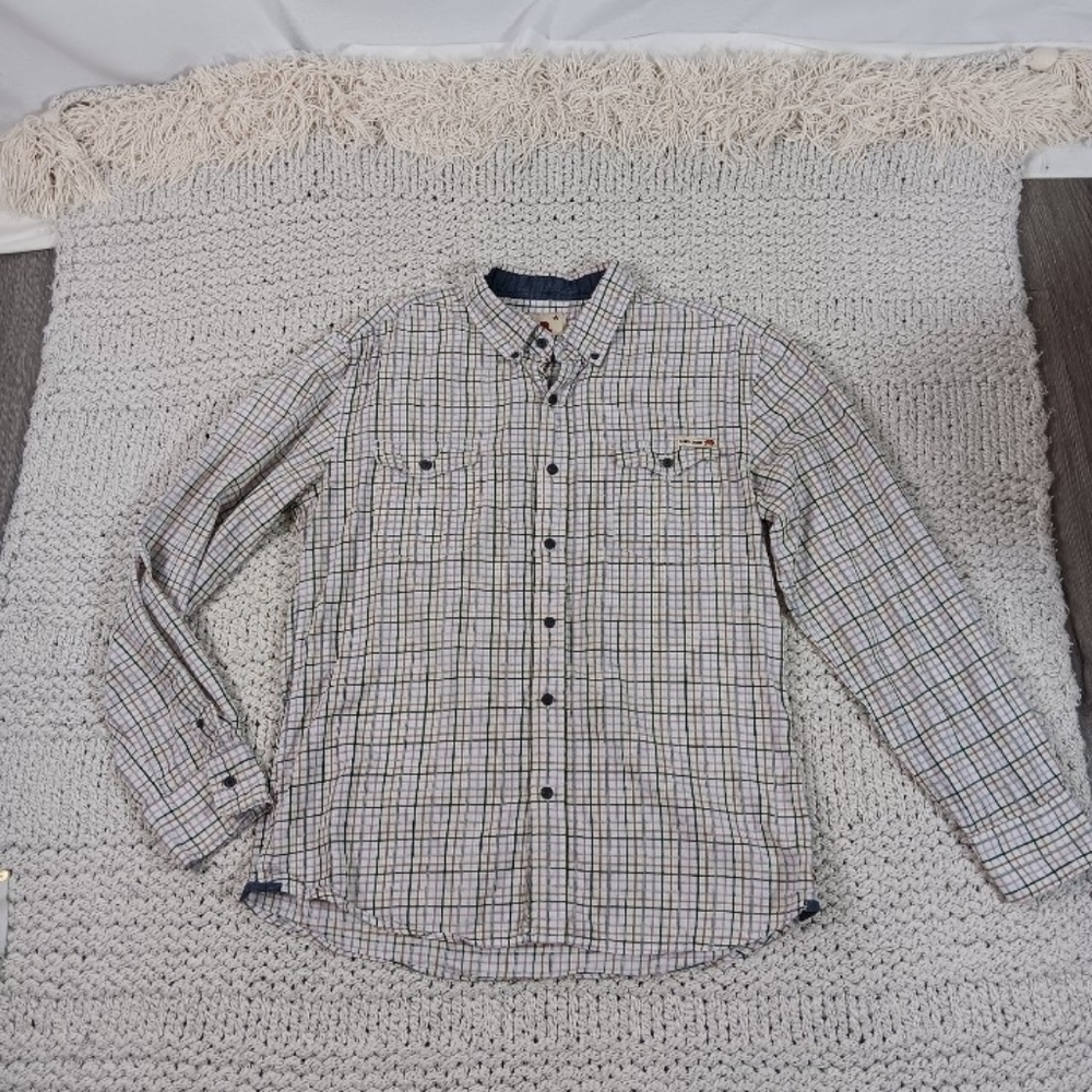 Men's Dakota Grizzly Long Sleeve Casual Plaid Button-Down Shirt, Large